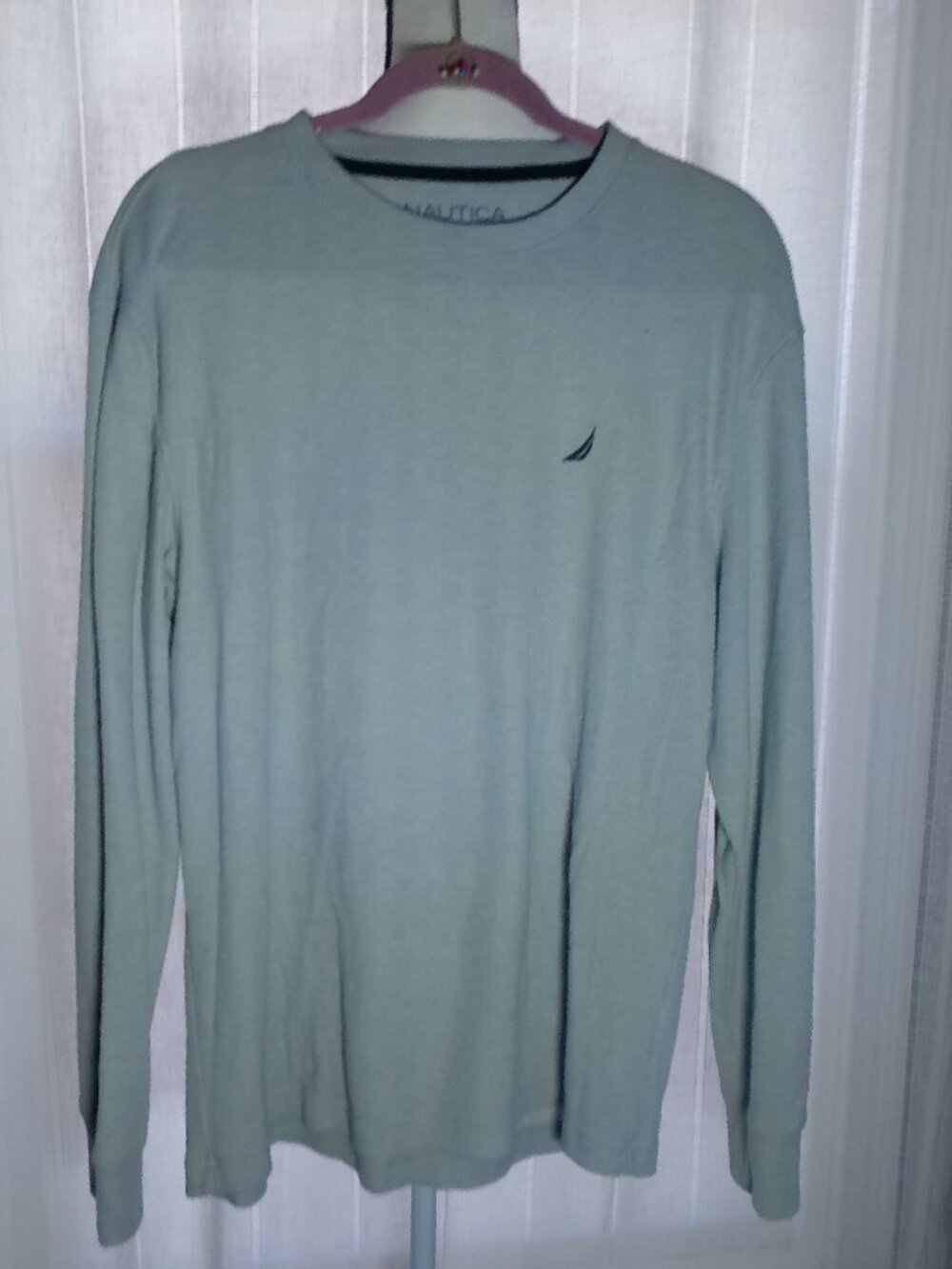 NAUTICA Men's Shirt Sleepwear Ribbed Light Gray Green NWOT S